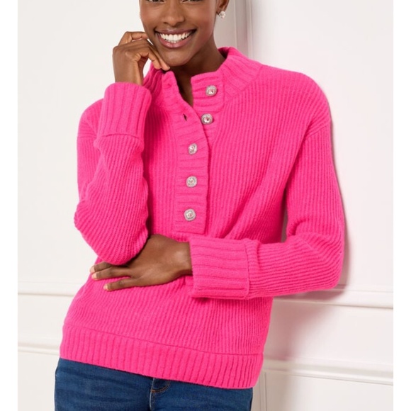 Talbots Jewel Button Henley Pullover Sweater XL - Picture 1 of 14